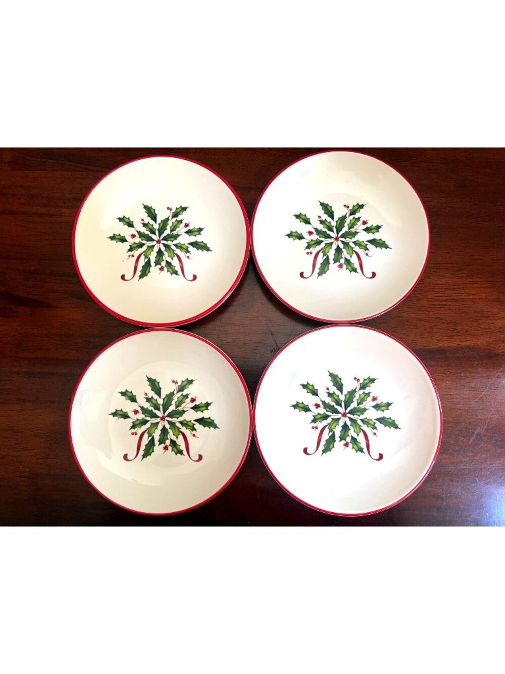 Lenox Holiday Dimension 6" Holly and Berry Dessert or Appetizer Plates (Qty. 4)